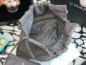 Chanel 22 Handbag Metallic Calfskin AS3261 Gray Metal - Default Title - View 8