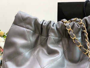 Chanel 22 Handbag Metallic Calfskin AS3261 Gray Gold Metal with Gold - Default Title - View 3