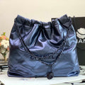 Chanel 22 Handbag Metallic Calfskin AS3261 Blue Gold Metal - Default Title - View 1