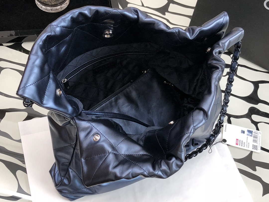 Chanel 22 Handbag Metallic Calfskin AS3261 Blue Gold Metal - Default Title - View 7