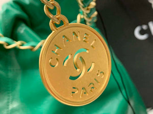 Chanel 22 Handbag Shiny Calfskin AS3261 Green Gold Metal - Default Title - View 4