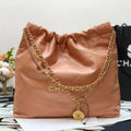 Chanel 22 Handbag Shiny Calfskin AS3261 Camel Gold-Tone Metal - Default Title - View 1