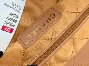 Chanel 22 Handbag Shiny Calfskin AS3261 Camel Gold-Tone Metal - Default Title - View 9