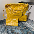 Chanel 22 Handbag Shiny Calfskin Gold AS3261 Yellow - Default Title - View 1