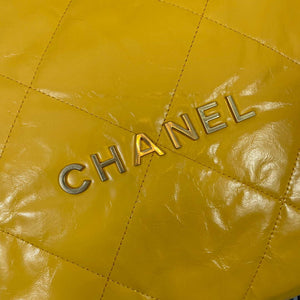 Chanel 22 Handbag Shiny Calfskin Gold AS3261 Yellow - Default Title - View 5