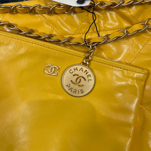 Chanel 22 Handbag Shiny Calfskin Gold AS3261 Yellow - Default Title - View 6