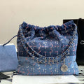 Chanel AS3261 22 Handbag Washed Denim & Silver-Tone Metal Blue Multicolor - Default Title - View 1