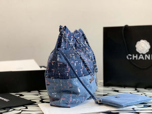 Chanel AS3261 22 Handbag Washed Denim & Silver-Tone Metal Blue Multicolor - Default Title - View 5