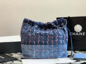 Chanel AS3261 22 Handbag Washed Denim & Silver-Tone Metal Blue Multicolor - Default Title - View 6