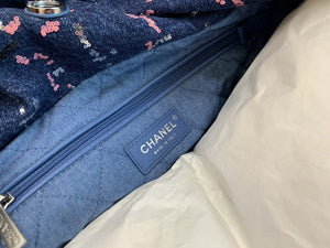 Chanel AS3261 22 Handbag Washed Denim & Silver-Tone Metal Blue Multicolor - Default Title - View 9