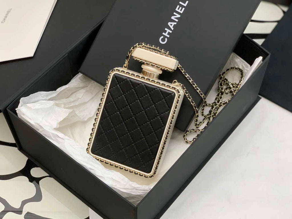Chanel AS3264 Evening Bag Lambskin Plexi gold Black