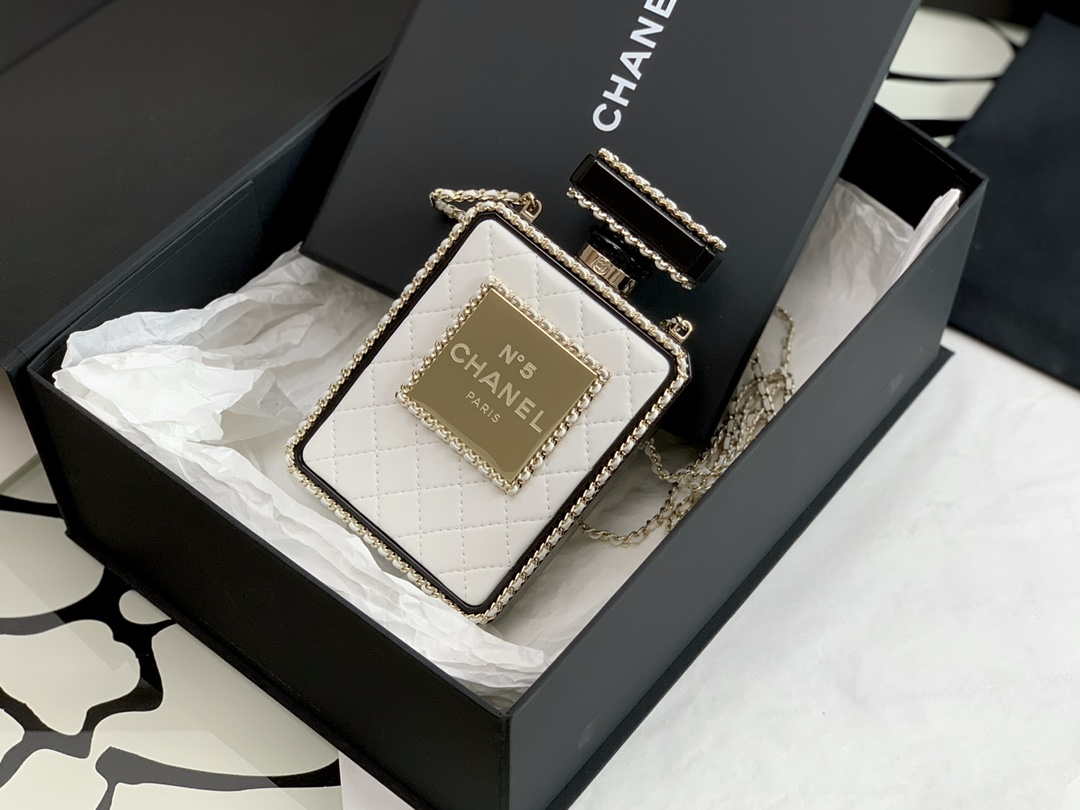 Chanel AS3264 Evening Bag Lambskin Plexi gold Black and White - Default Title - View 1