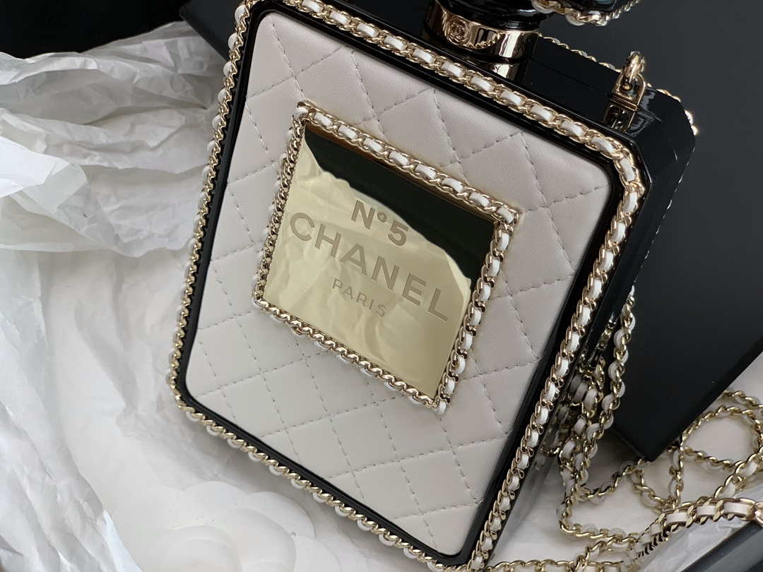 Chanel AS3264 Evening Bag Lambskin Plexi gold Black and White - Default Title - View 2