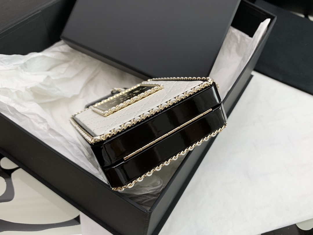 Chanel AS3264 Evening Bag Lambskin Plexi gold Black and White - Default Title - View 6
