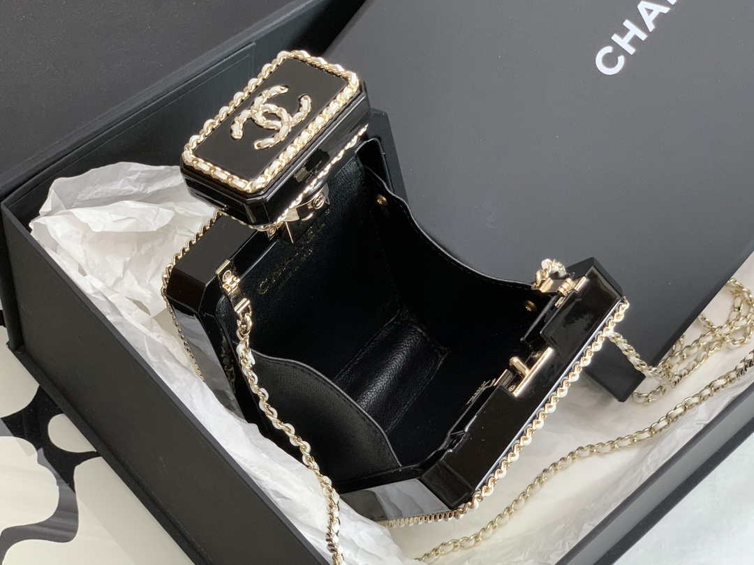 Chanel AS3264 Evening Bag Lambskin Plexi gold Black and White - Default Title - View 8