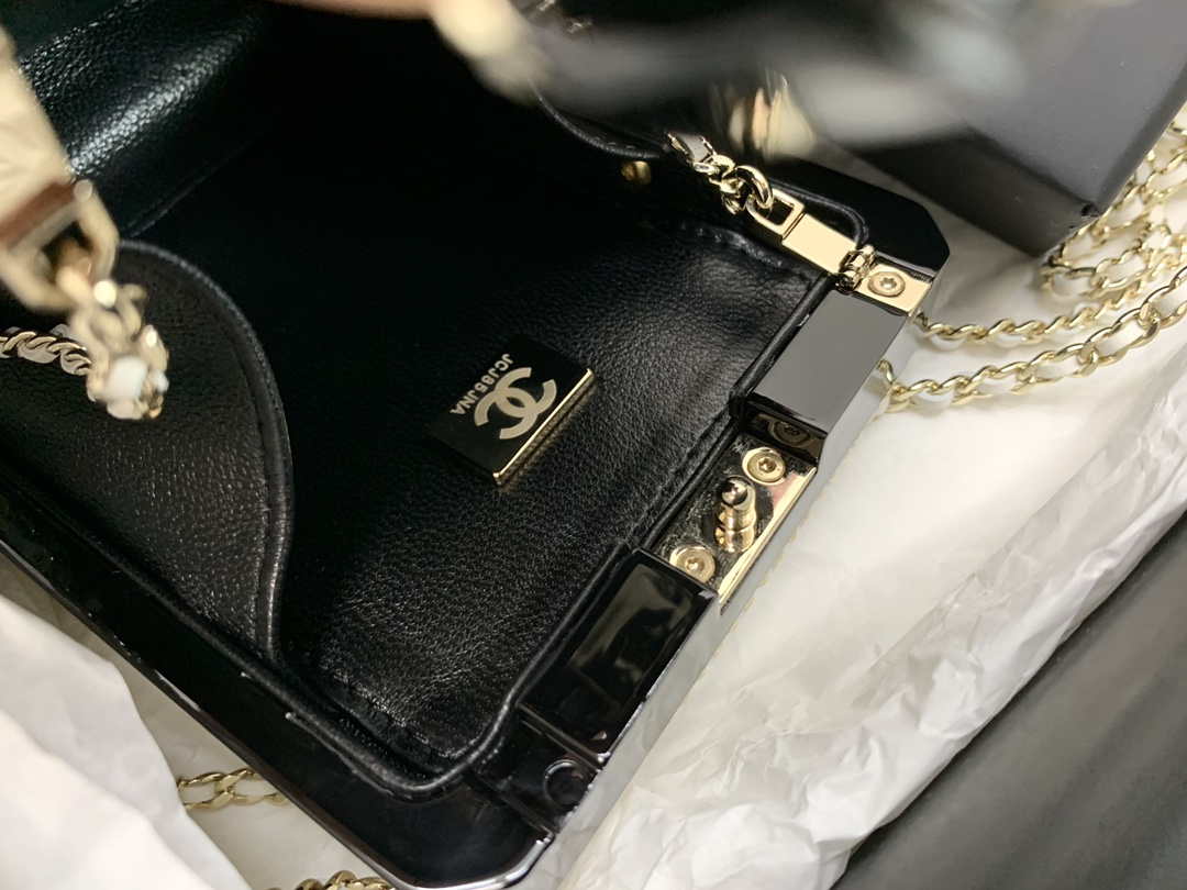 Chanel AS3264 Evening Bag Lambskin Plexi gold Black and White - Default Title - View 9