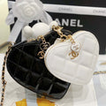 Chanel AS3295 Heart Clutch with Chain Lambskin Gold-Tone Metal Black and White - Default Title - View 1