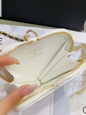 Chanel AS3295 Heart Clutch with Chain Lambskin Gold-Tone Metal Black and White - Default Title - View 7