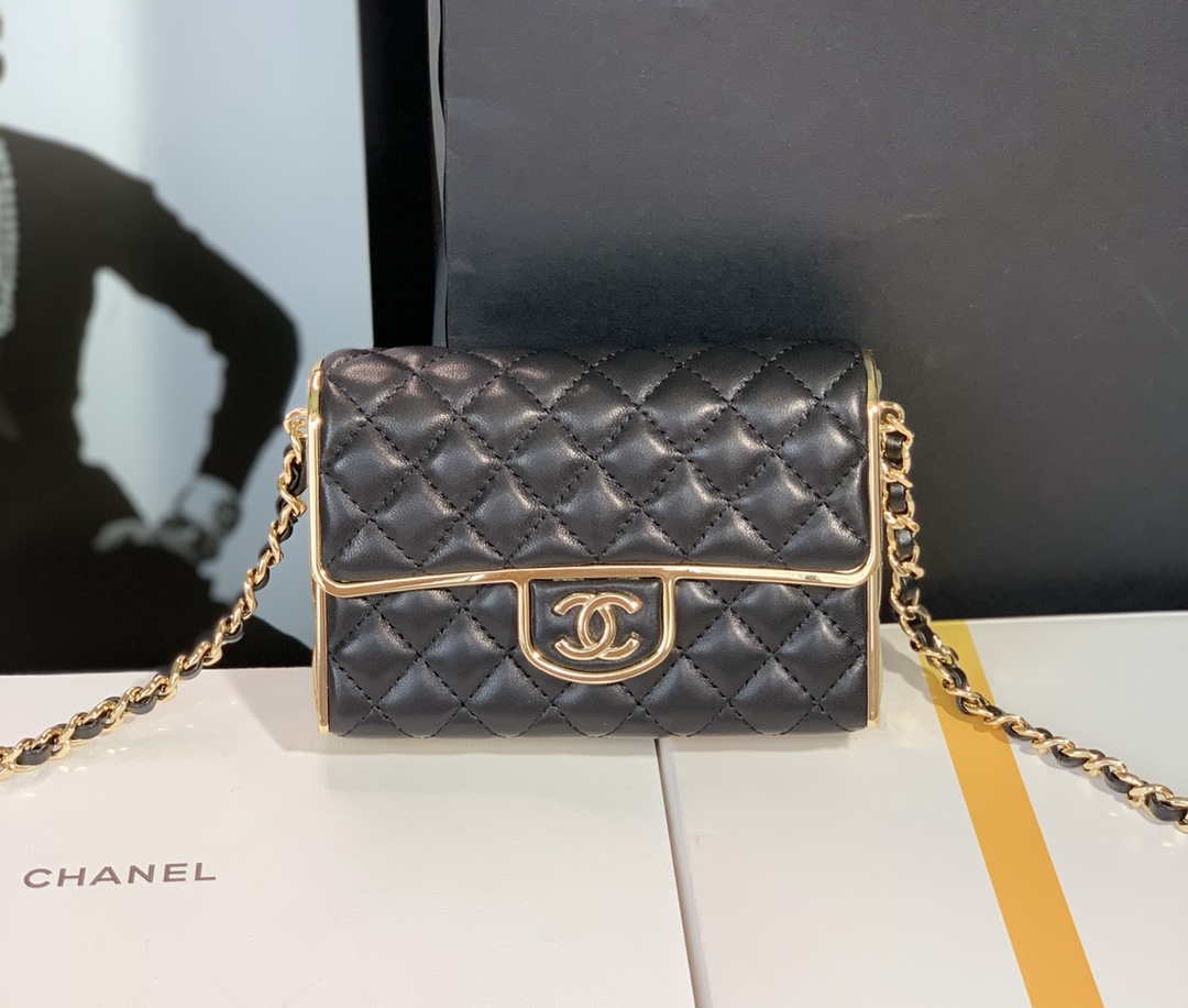 Chanel AS3308 Small Evening Bag 22A Limited Edition Black Lambskin Gold - Default Title - View 1