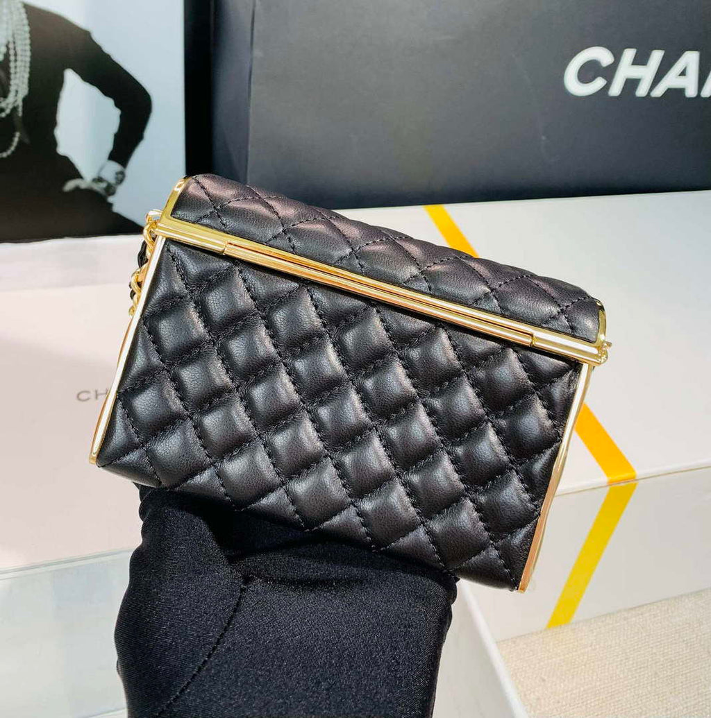 Chanel AS3308 Small Evening Bag 22A Limited Edition Black Lambskin Gold