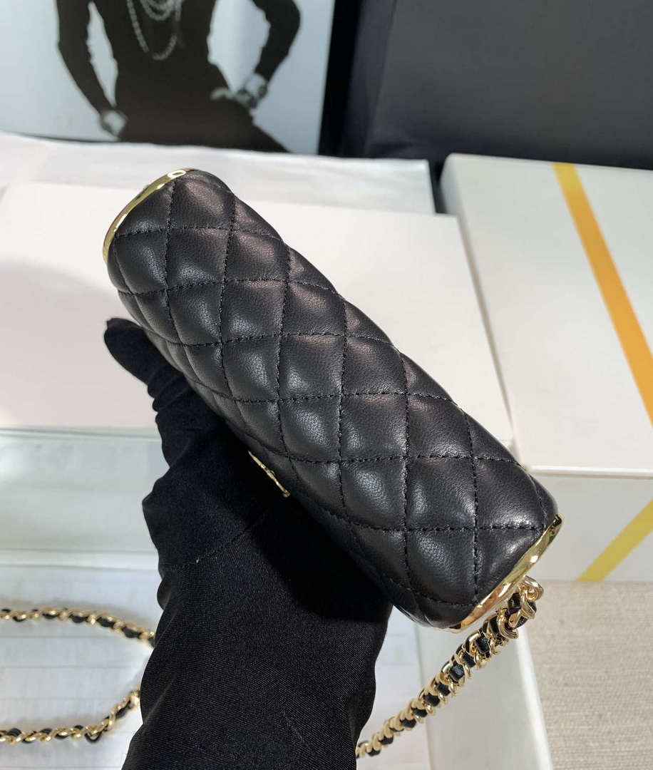 Chanel AS3308 Small Evening Bag 22A Limited Edition Black Lambskin Gold