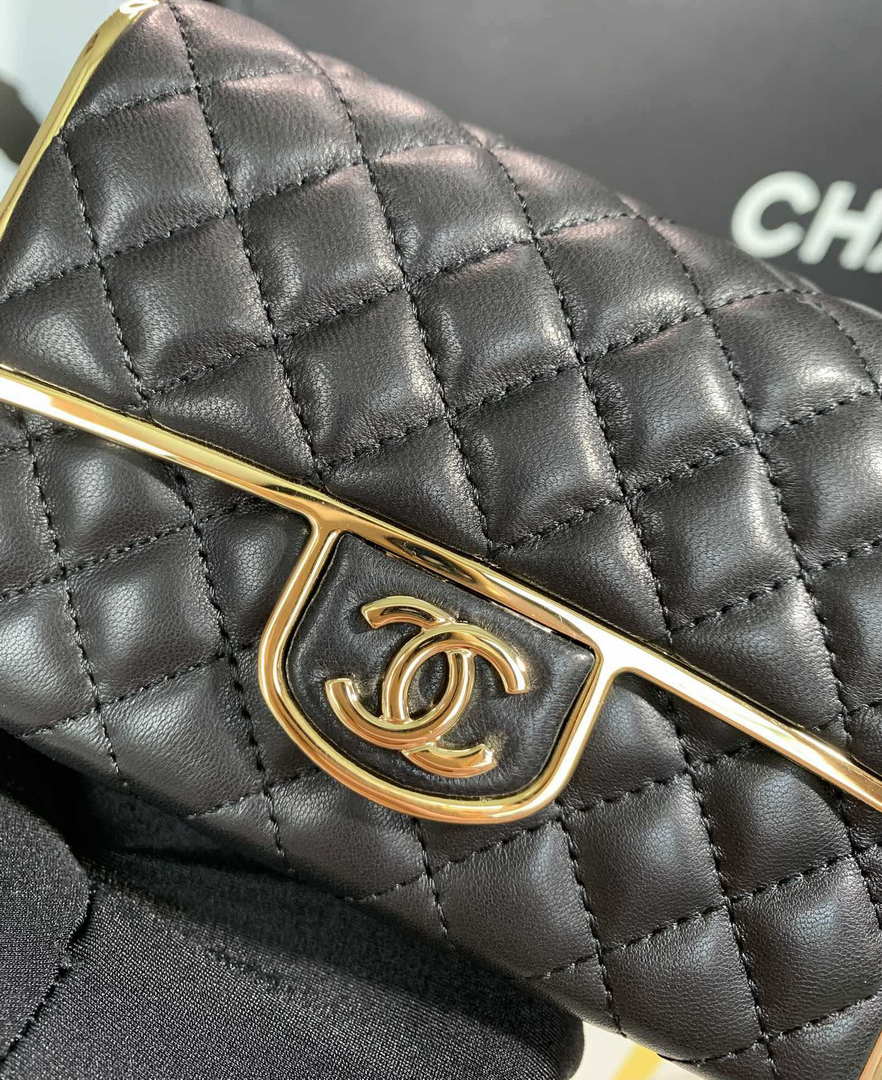 Chanel AS3308 Small Evening Bag 22A Limited Edition Black Lambskin Gold - Default Title - View 4