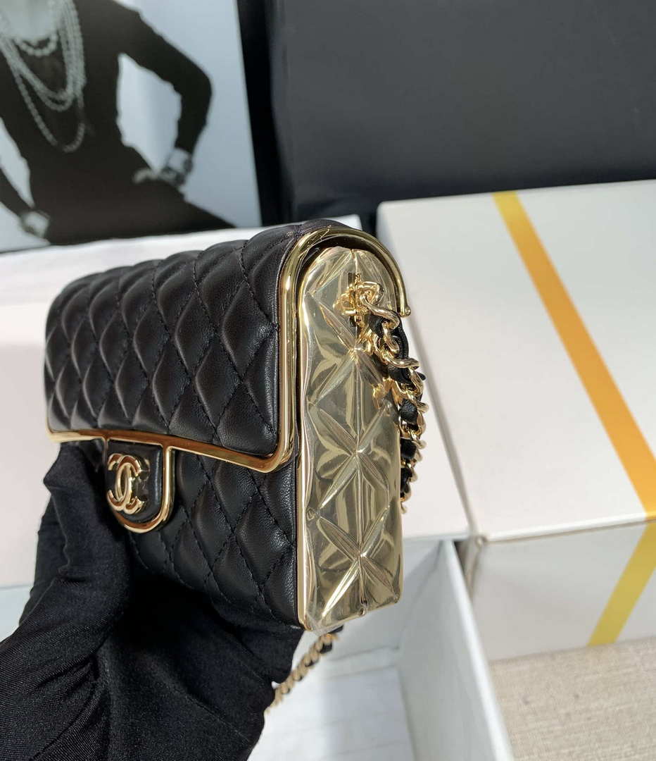 Chanel AS3308 Small Evening Bag 22A Limited Edition Black Lambskin Gold - Default Title - View 5