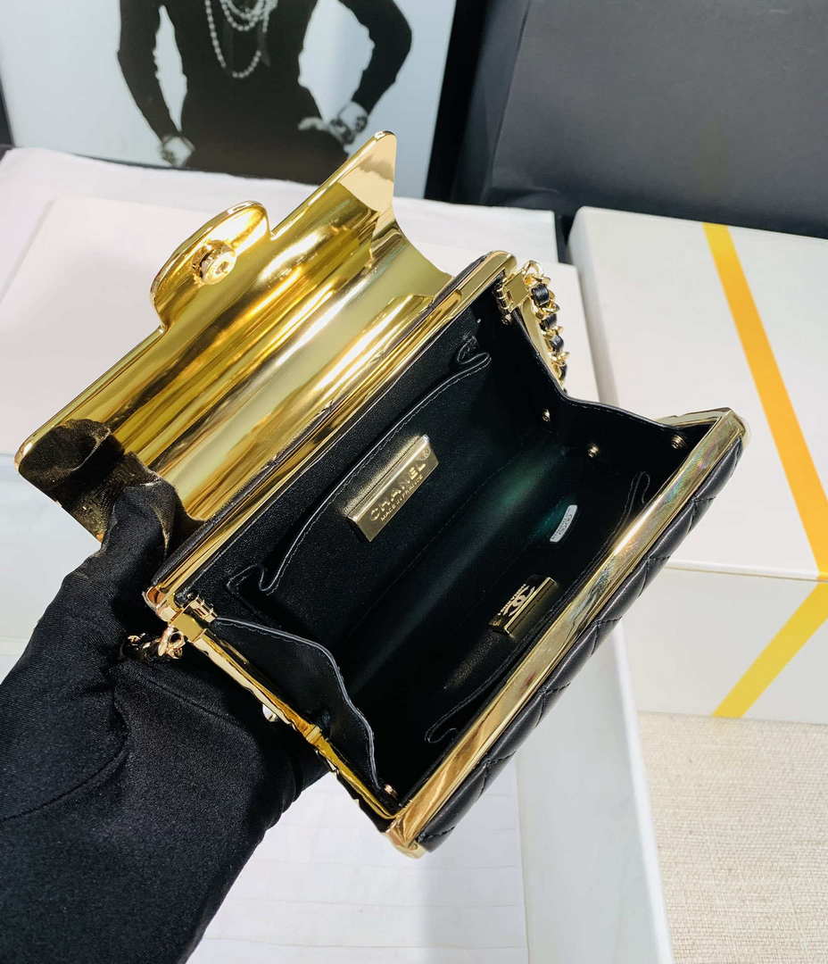 Chanel AS3308 Small Evening Bag 22A Limited Edition Black Lambskin Gold - Default Title - View 6