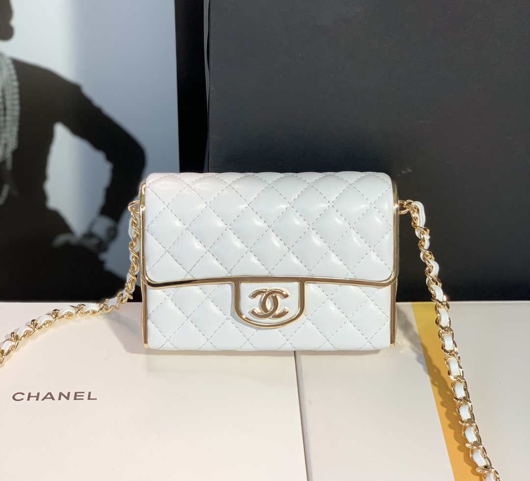 Chanel AS3308 Small Evening Bag 22A Limited Edition White Lambskin Gold - Default Title - View 1