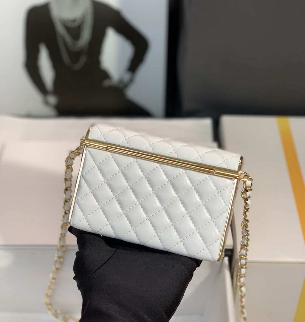 Chanel AS3308 Small Evening Bag 22A Limited Edition White Lambskin Gold - Default Title - View 3
