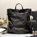 CHANEL AS3313 22 Backpack Shiny Calfskin Gold Black - Default Title - View 1