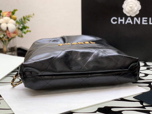 CHANEL AS3313 22 Backpack Shiny Calfskin Gold Black - Default Title - View 7