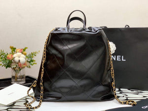 CHANEL AS3313 22 Backpack Shiny Calfskin Gold Black - Default Title - View 8