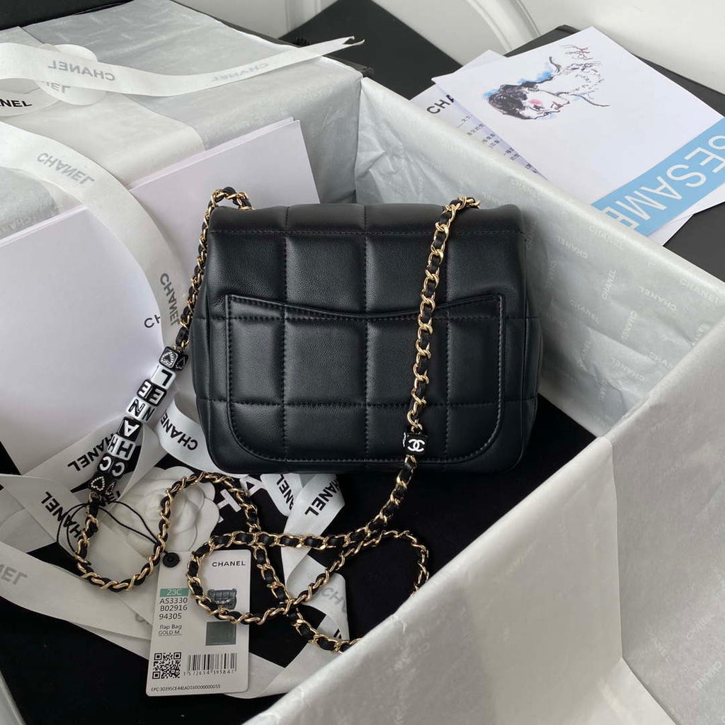 Chanel AS3330 Mini Flap 17cm Bag Black Lambskin