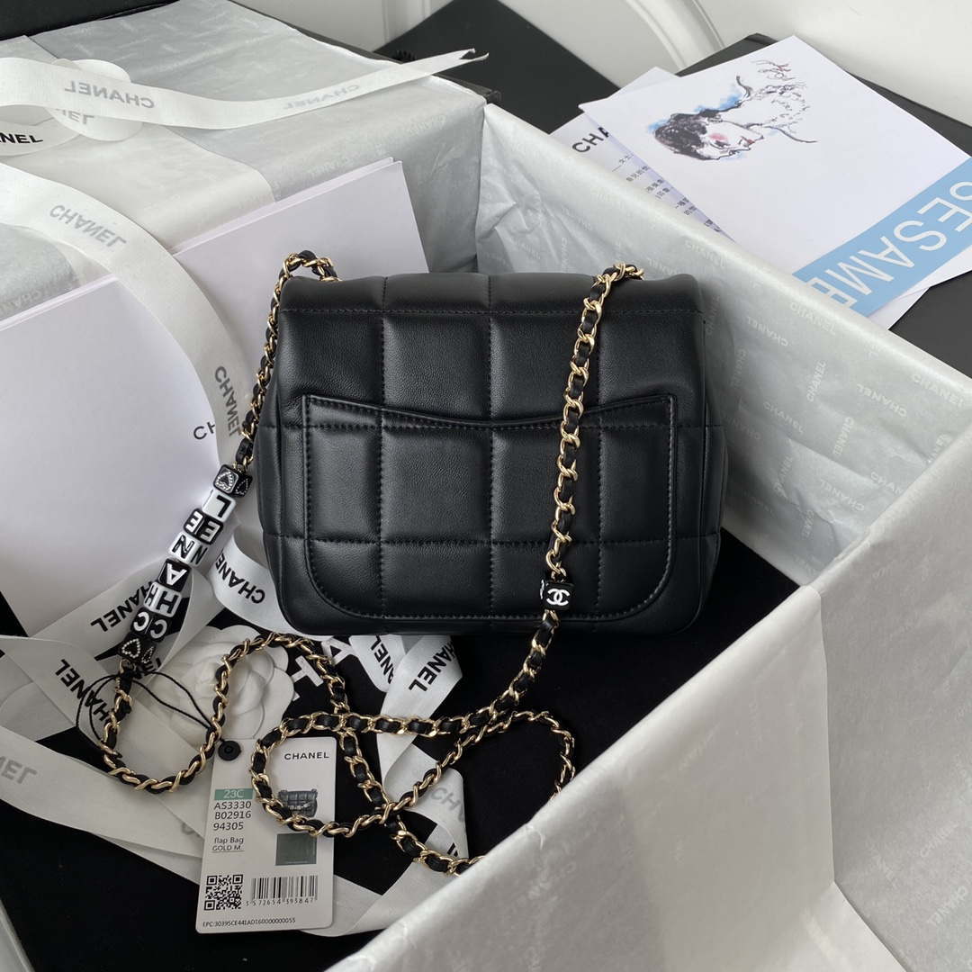 Chanel AS3330 Mini Flap 17cm Bag Black Lambskin - Default Title - View 2
