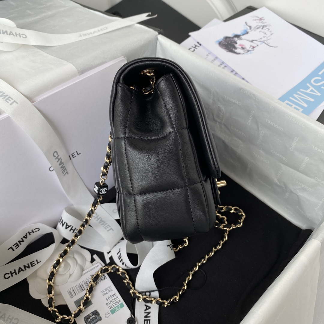 Chanel AS3330 Mini Flap 17cm Bag Black Lambskin - Default Title - View 5