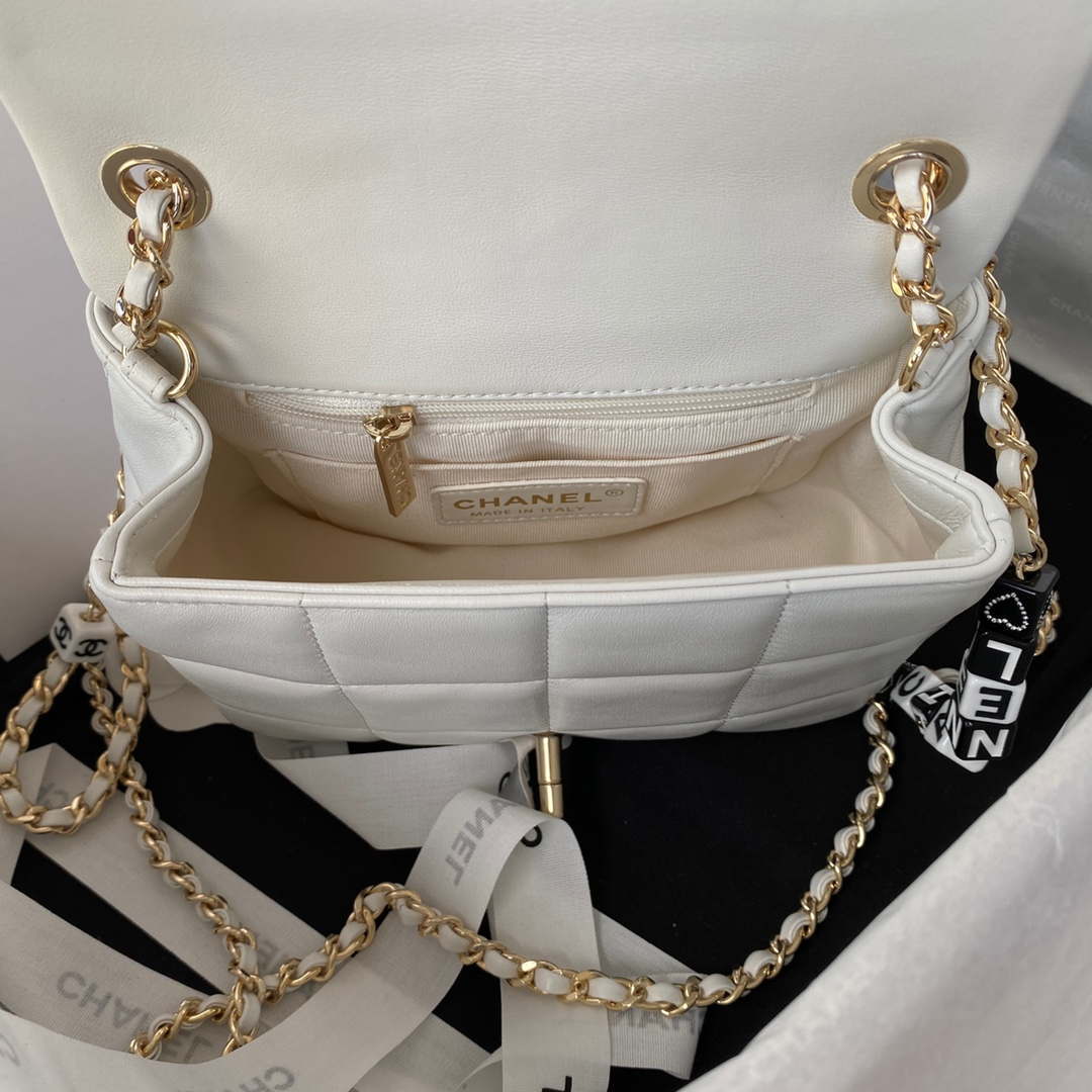 Chanel AS3330 Mini Flap 17cm Bag White Lambskin - Default Title - View 7