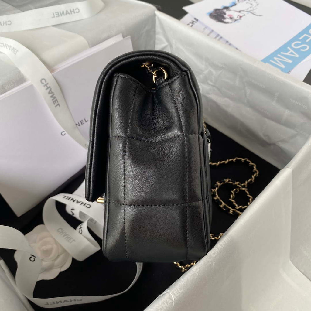 Chanel AS3331 Small Flap 19cm Bag Black Lambskin Gold