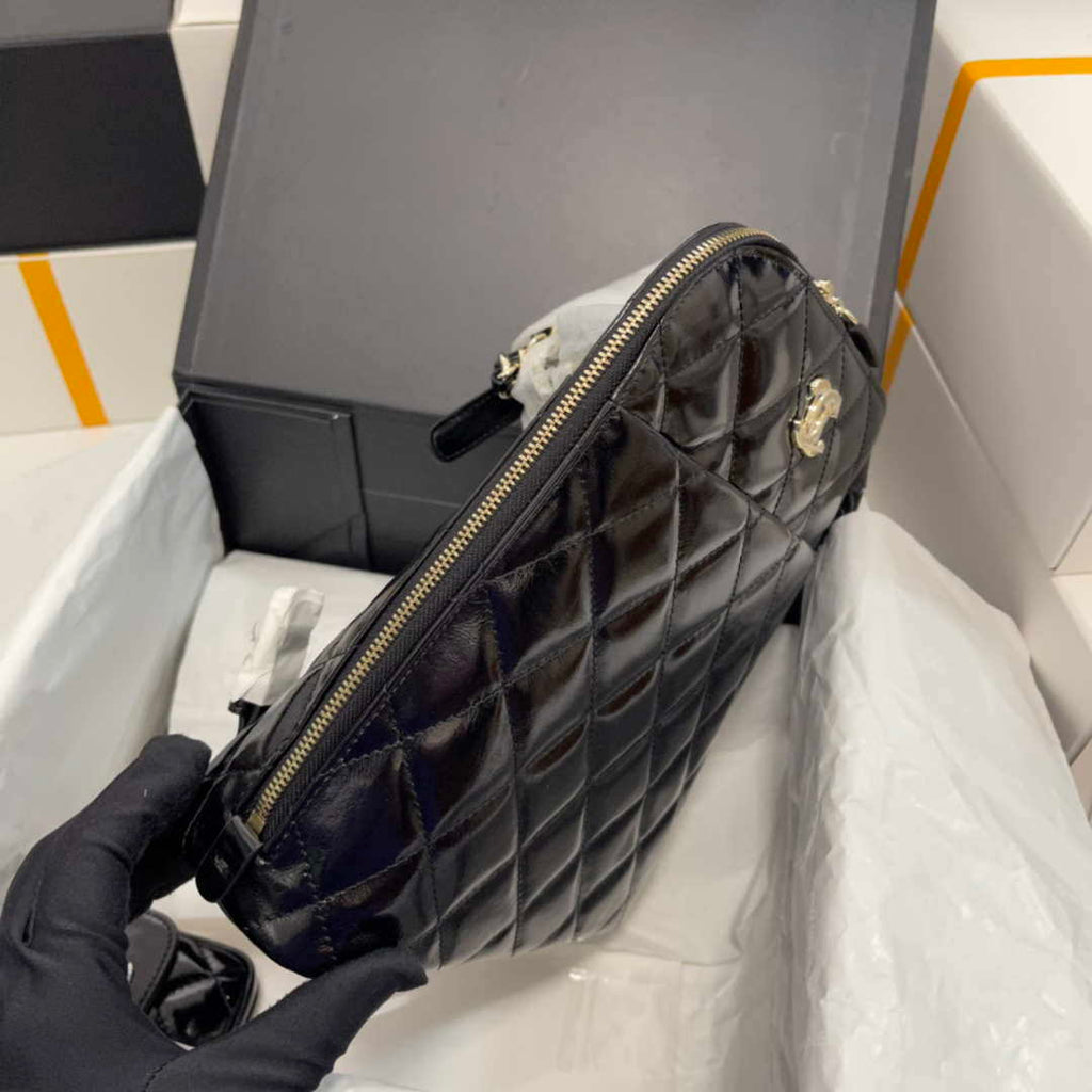 Chanel AS3332 Backpack Shiny Calfskin Bag Black