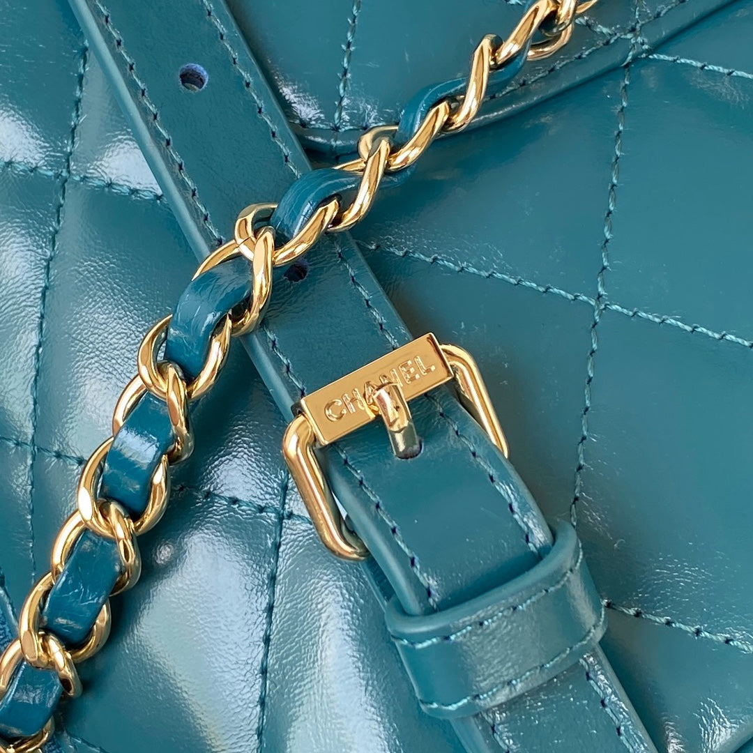 Chanel AS3332 Backpack Shiny Calfskin Bag Blue - Default Title - View 6