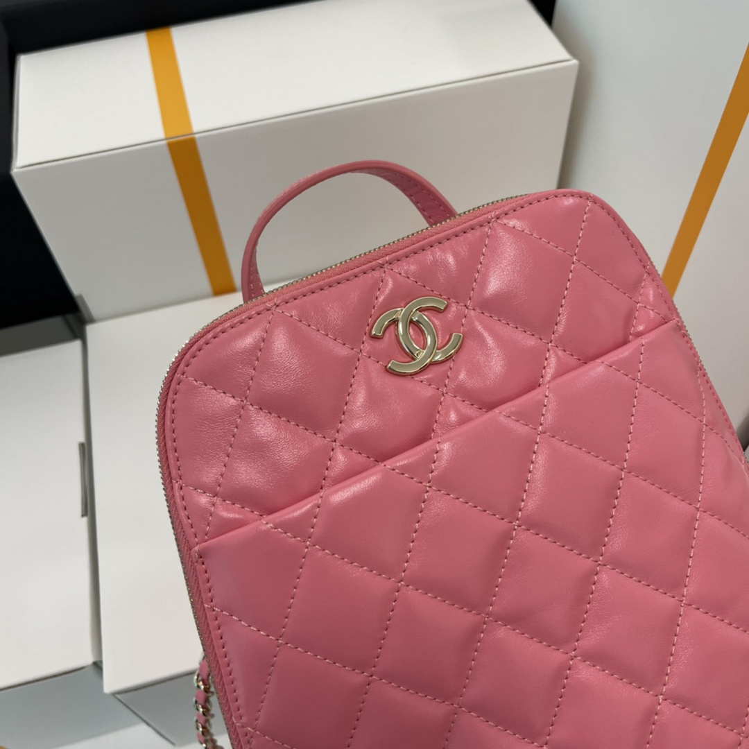 Chanel AS3332 Backpack Shiny Calfskin Bag Pink - Default Title - View 7