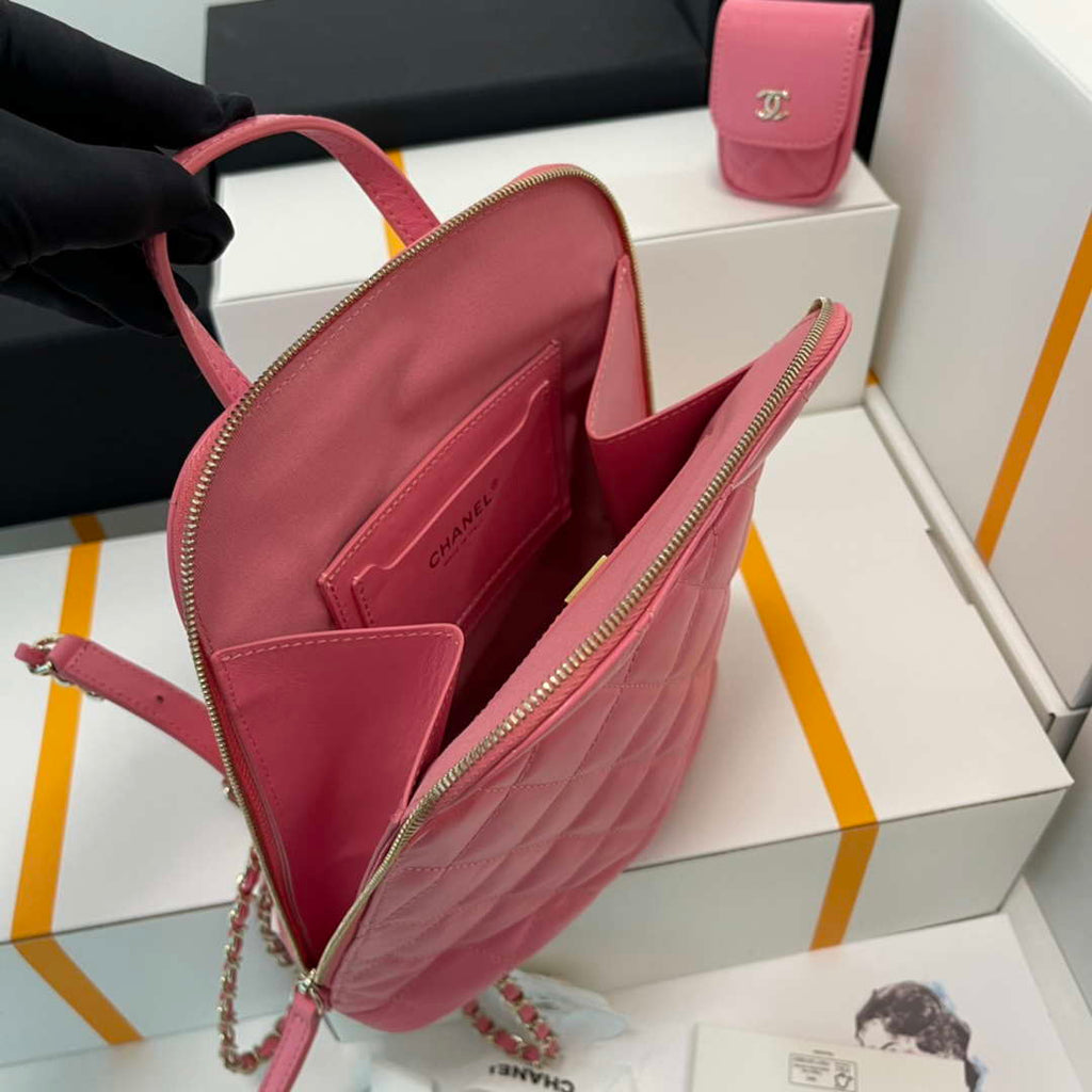 Chanel AS3332 Backpack Shiny Calfskin Bag Pink