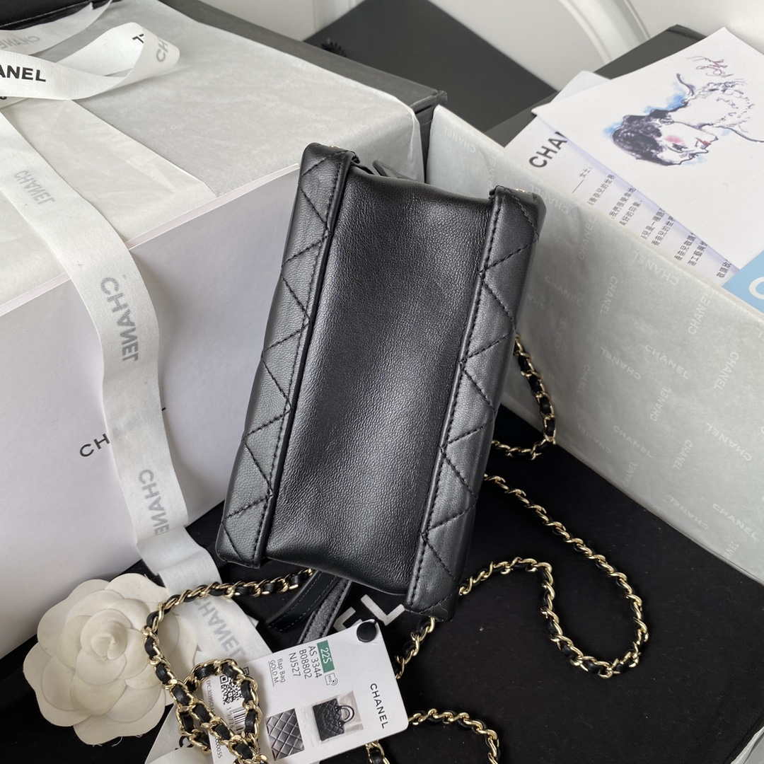 Chanel AS3344 Small Vanity Case Calfskin & Gold-Tone Metal Black