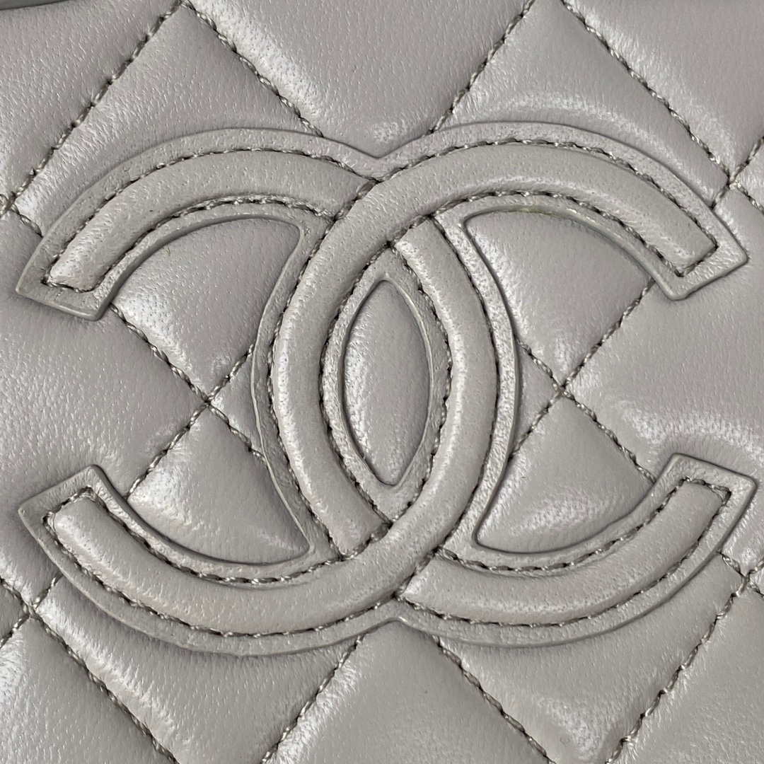 Chanel AS3344 Small Vanity Case Calfskin & Gold-Tone Metal Gray