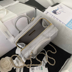 Chanel AS3344 Small Vanity Case Calfskin & Gold-Tone Metal Gray - Default Title - View 7