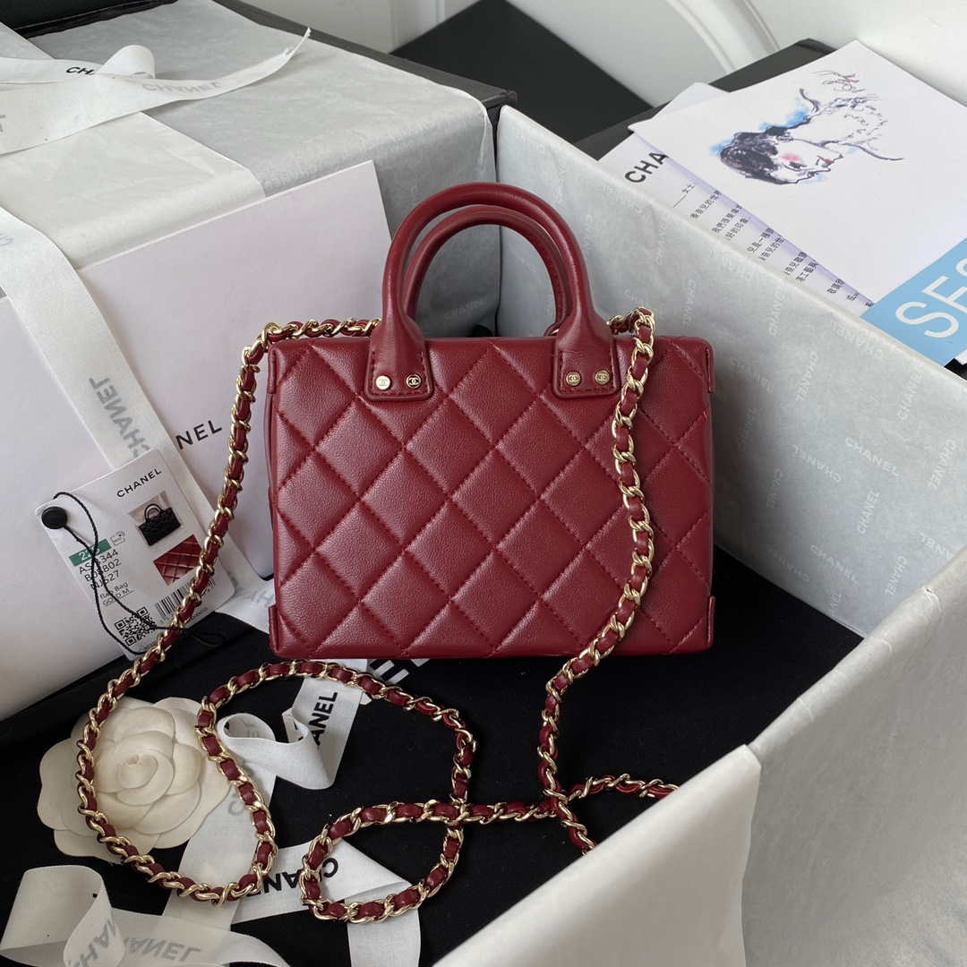 Chanel AS3344 Small Vanity Case Calfskin & Gold-Tone Metal Wine Red - Default Title - View 2