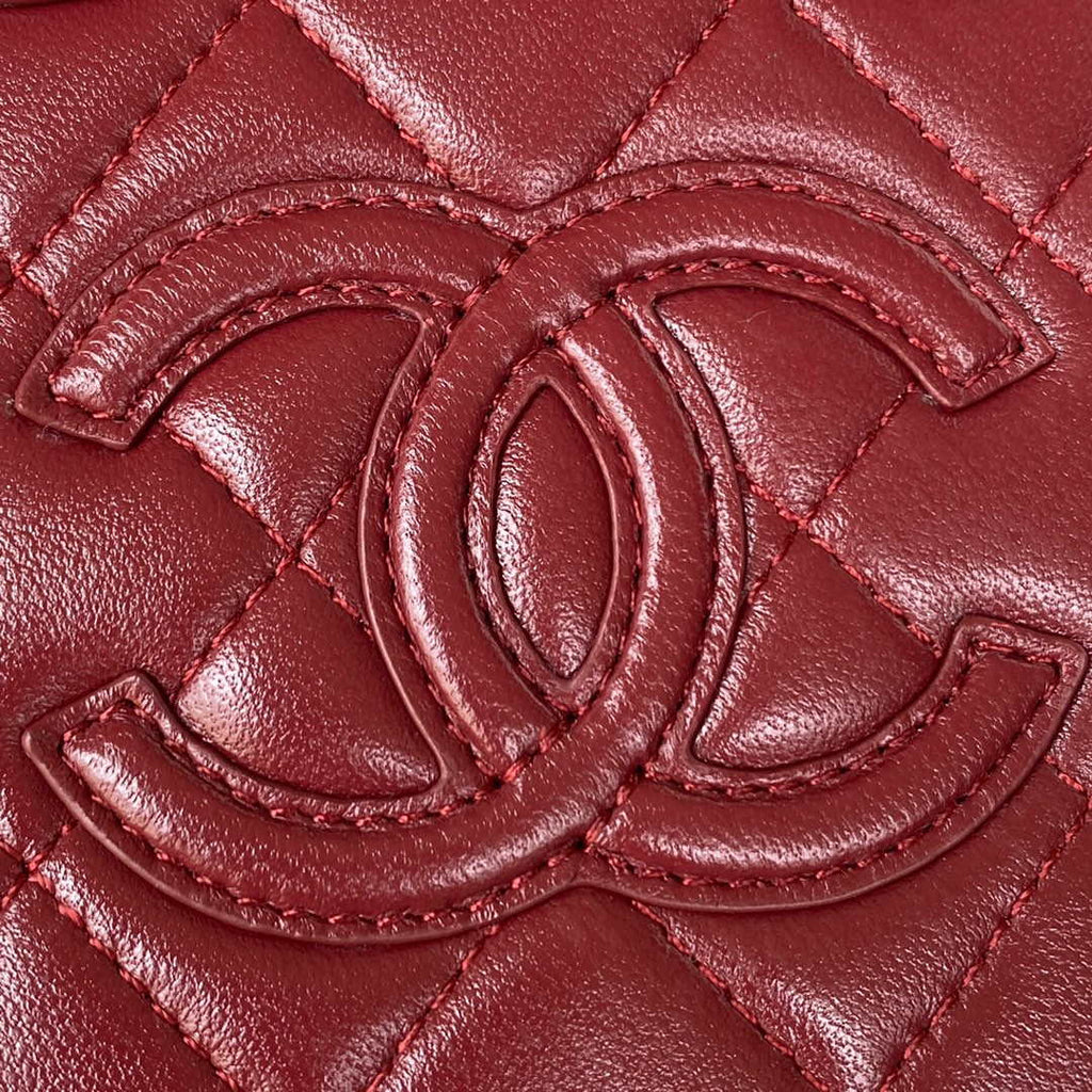 Chanel AS3344 Small Vanity Case Calfskin & Gold-Tone Metal Wine Red