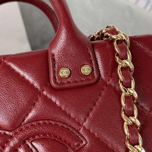 Chanel AS3344 Small Vanity Case Calfskin & Gold-Tone Metal Wine Red - Default Title - View 4