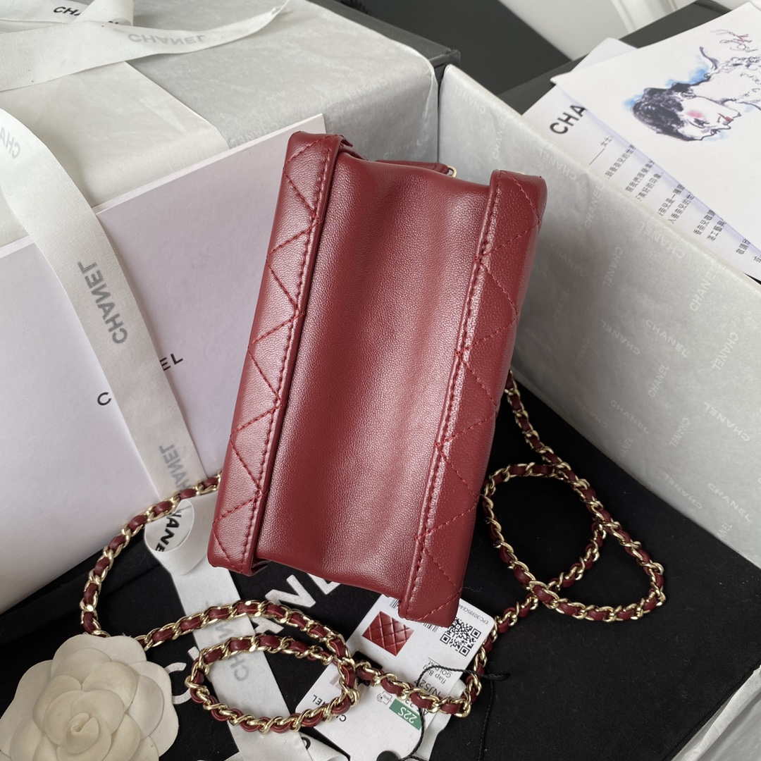 Chanel AS3344 Small Vanity Case Calfskin & Gold-Tone Metal Wine Red - Default Title - View 6