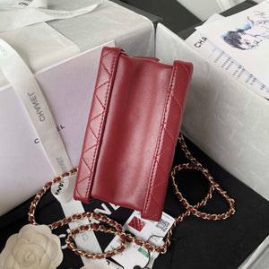 Chanel AS3344 Small Vanity Case Calfskin & Gold-Tone Metal Wine Red - Default Title - View 6